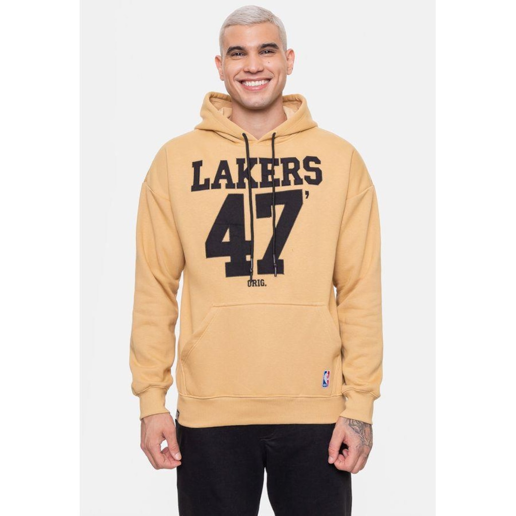 Blusão De Moletom Com Capuz Nba Number Twill Los Angeles Lakers Mascavo - Masculino