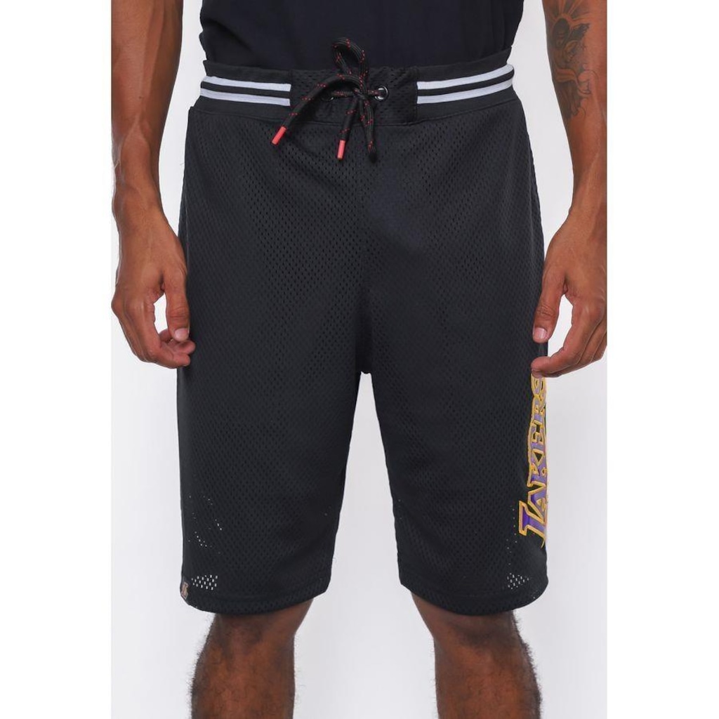 Imagem 3 do produto Bermuda Nba Sintética Mesh Los Angeles Lakers Preta - Nba - Masculino