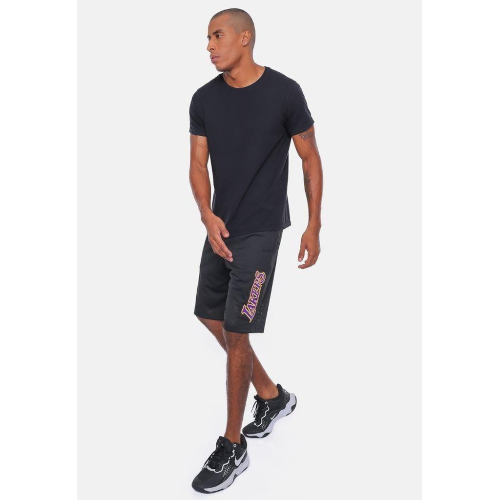 Imagem 4 do produto Bermuda Nba Sintética Mesh Los Angeles Lakers Preta - Nba - Masculino