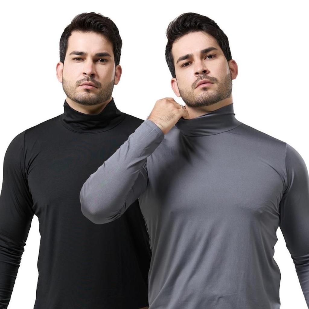 Camiseta Performance Wear Gola Alta Térmica Uv - 2 Unidades - Masculina