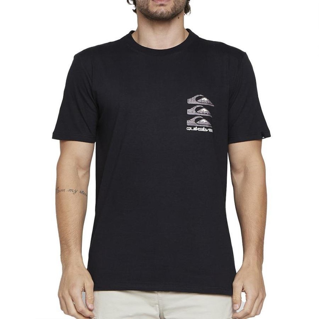 Camiseta Quiksilver Vertical Logos - Masculina