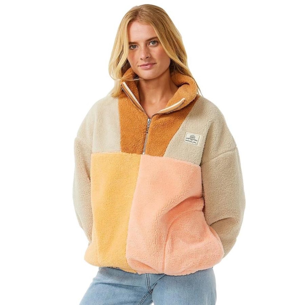 Blusão de Moletom Rip Curl Block Party Printed Fleece Peach - Feminino - Foto 1