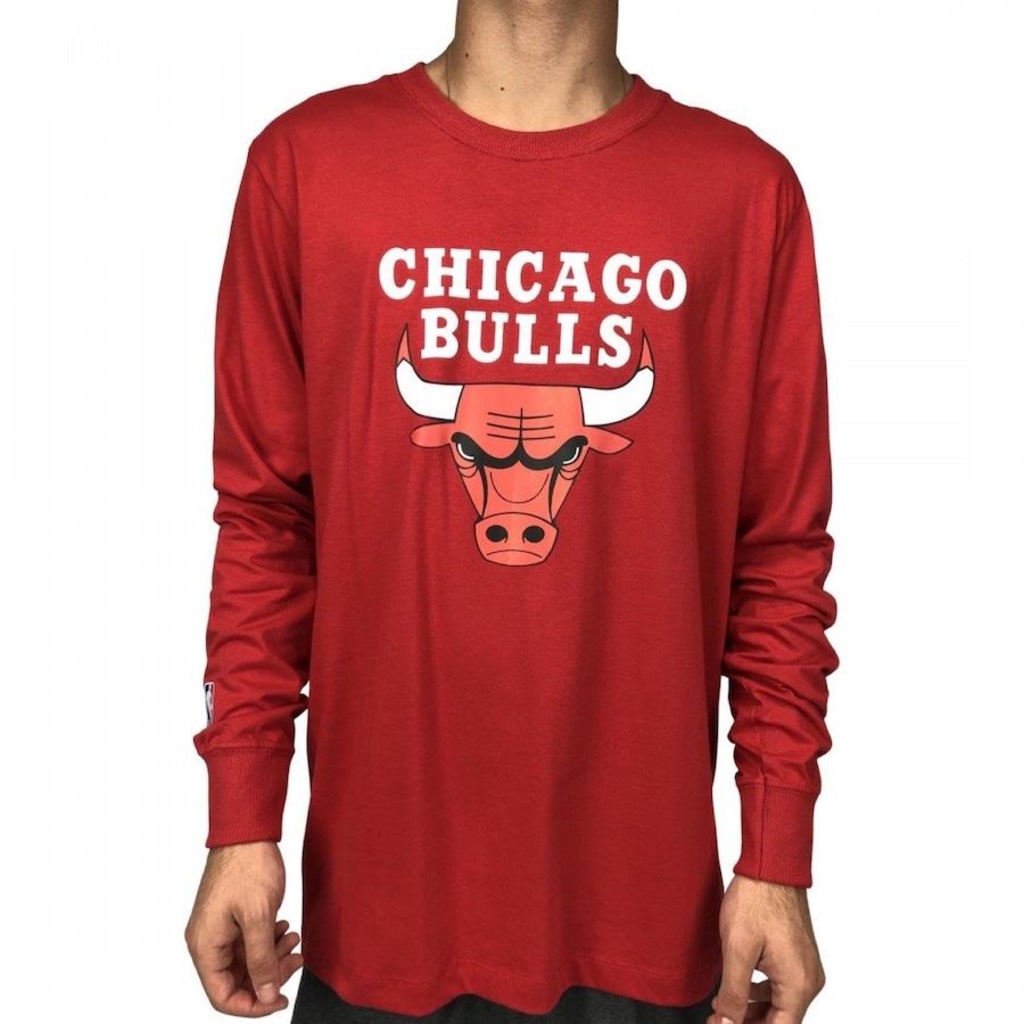 Camiseta Manga Longa New Era Nba Chicago Bulls - Masculina - Foto 1