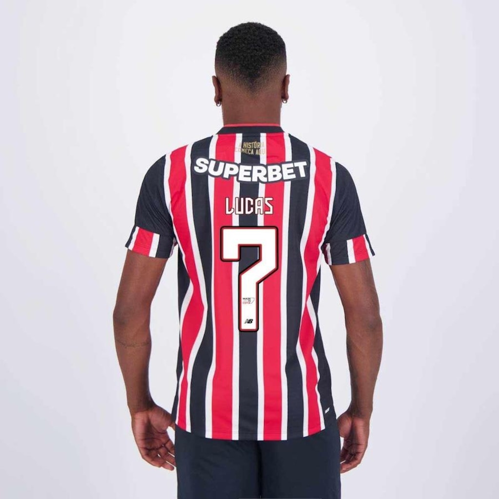 Camisa do São Paulo II 2024 New Balance com Patrocínio 7 Lucas - Masculina