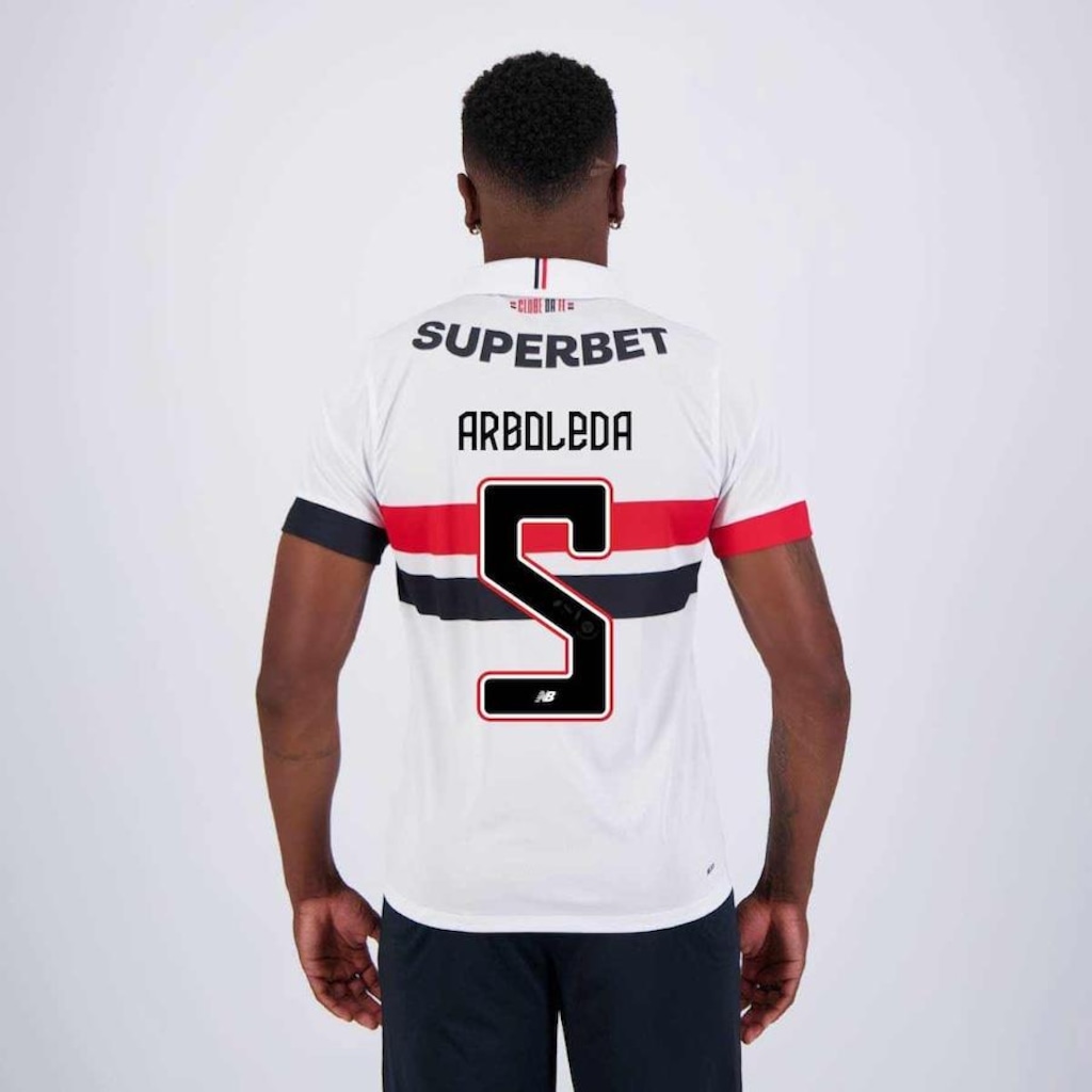 Camisa do São Paulo I 2024 New Balance com Patrocínio 5 Arboleda - Masculina