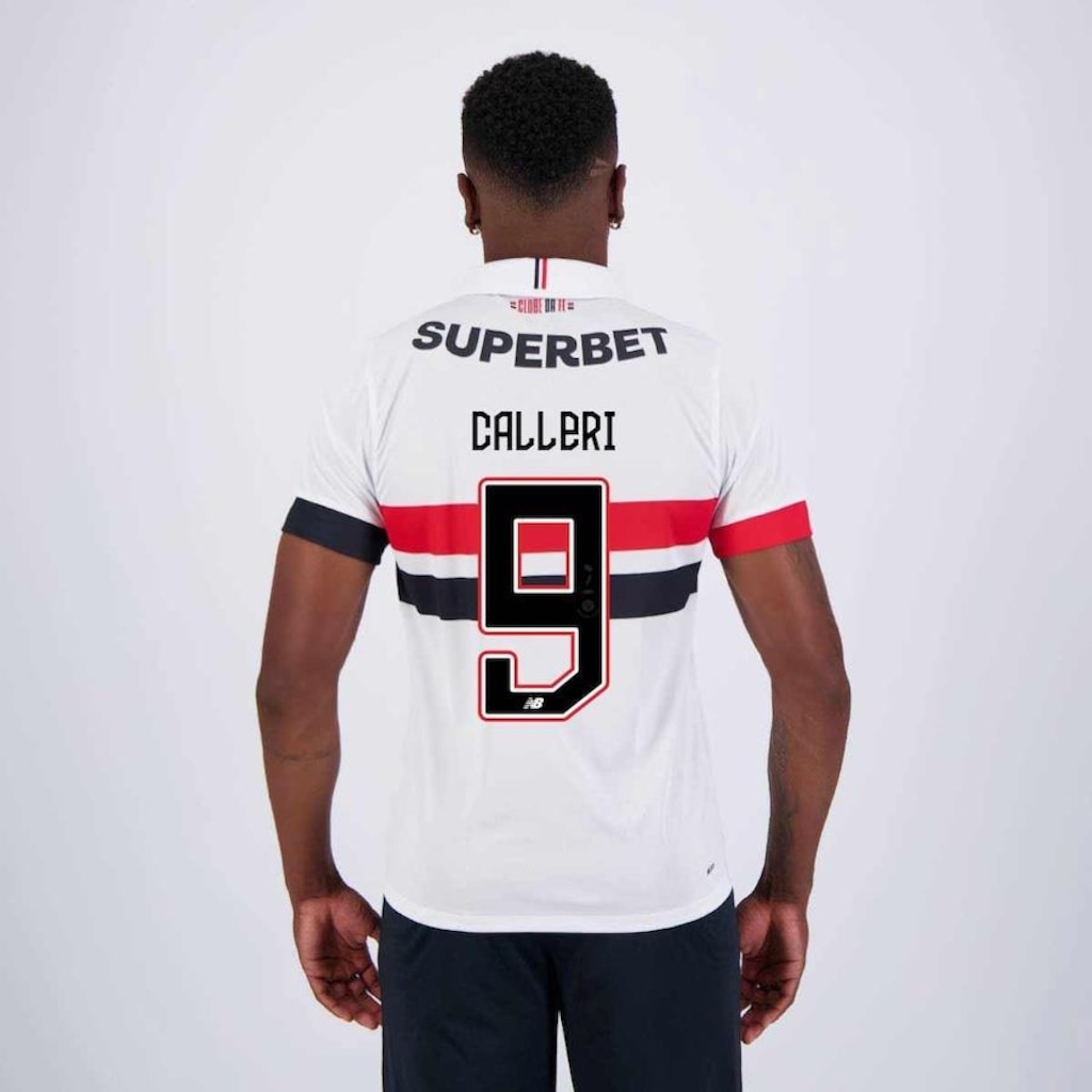 Camisa do São Paulo I 2024 New Balance com Patrocínio 9 Calleri - Masculina