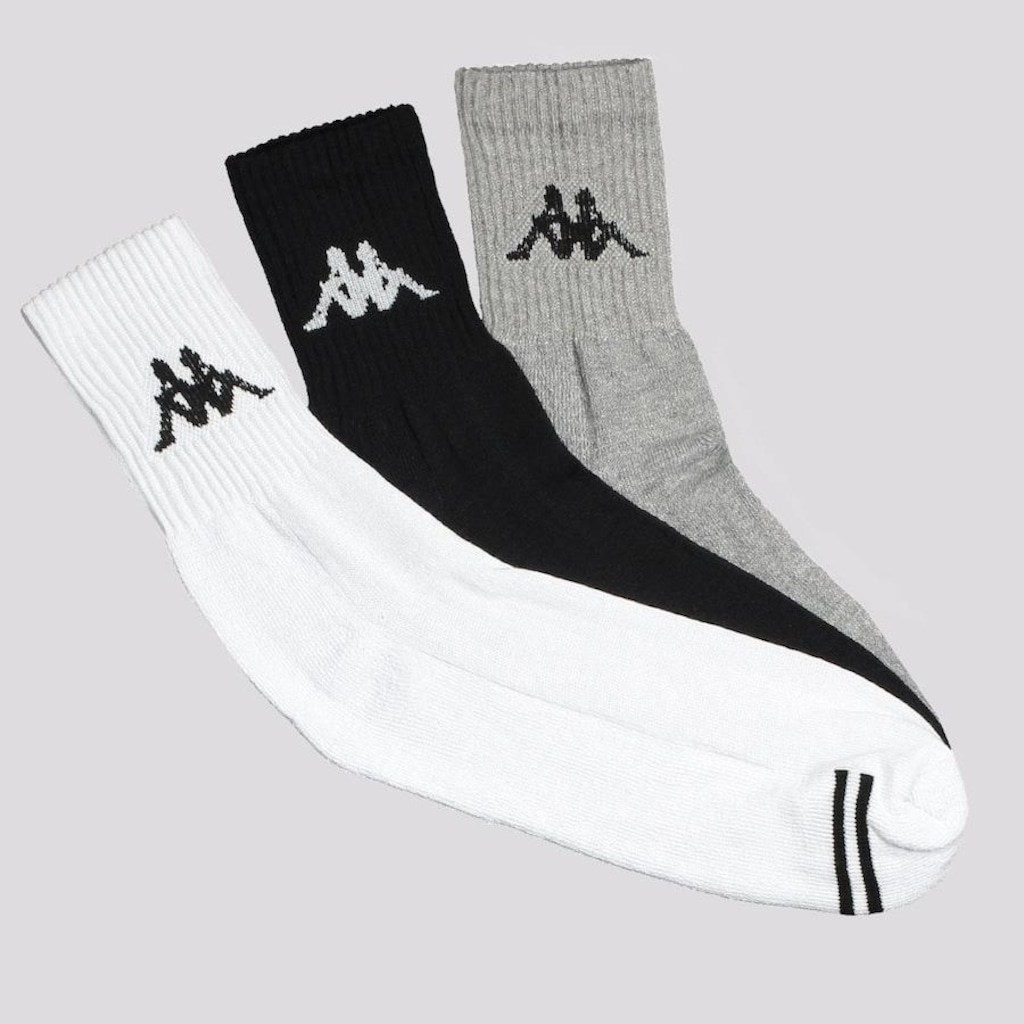 Kit Meias Kappa com 3 Pares Cano Médio - 38 A 43 - Adulto