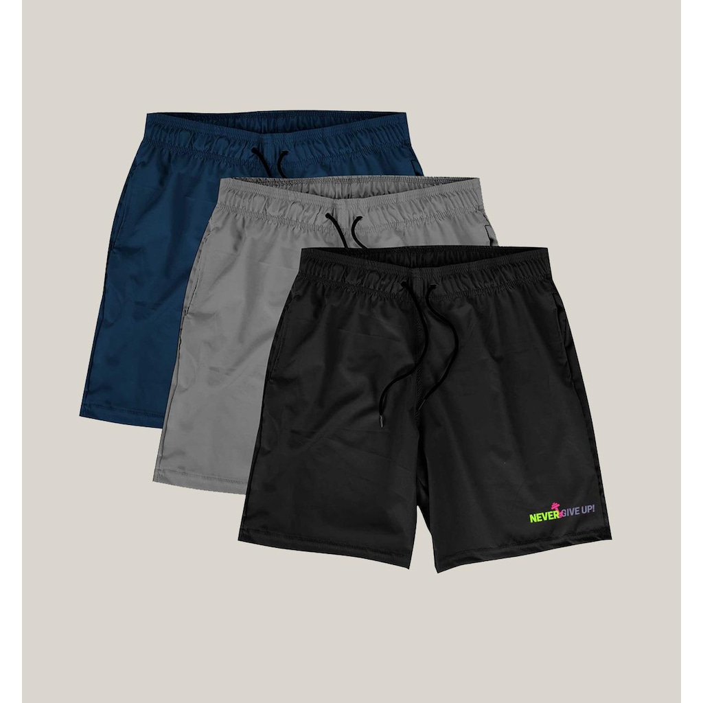 Kit Short Academia Elastano Wss Gym Never Give Up - Masculino