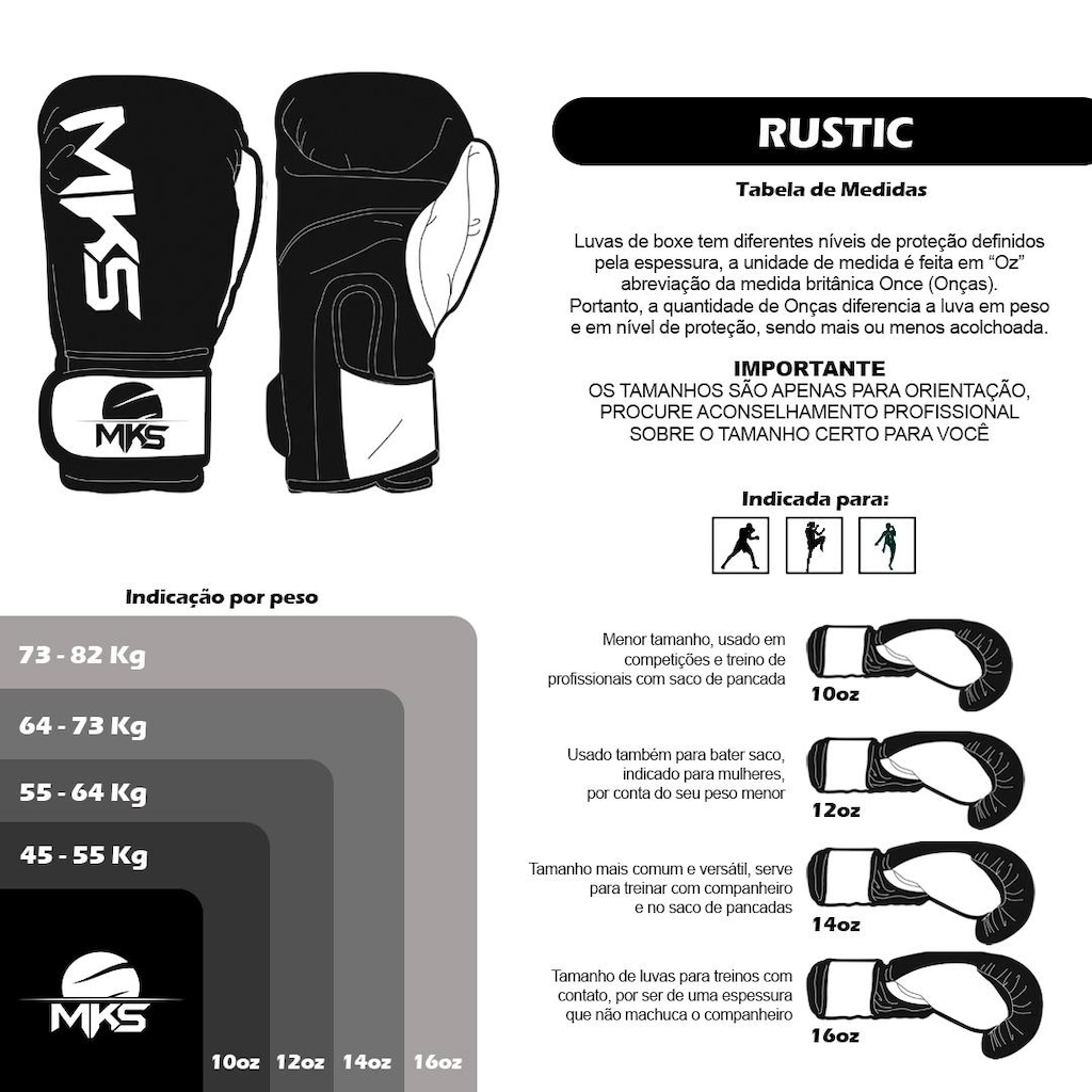 Imagem 5 do produto Luvas de Boxe Mks Combat Rustic Adulto