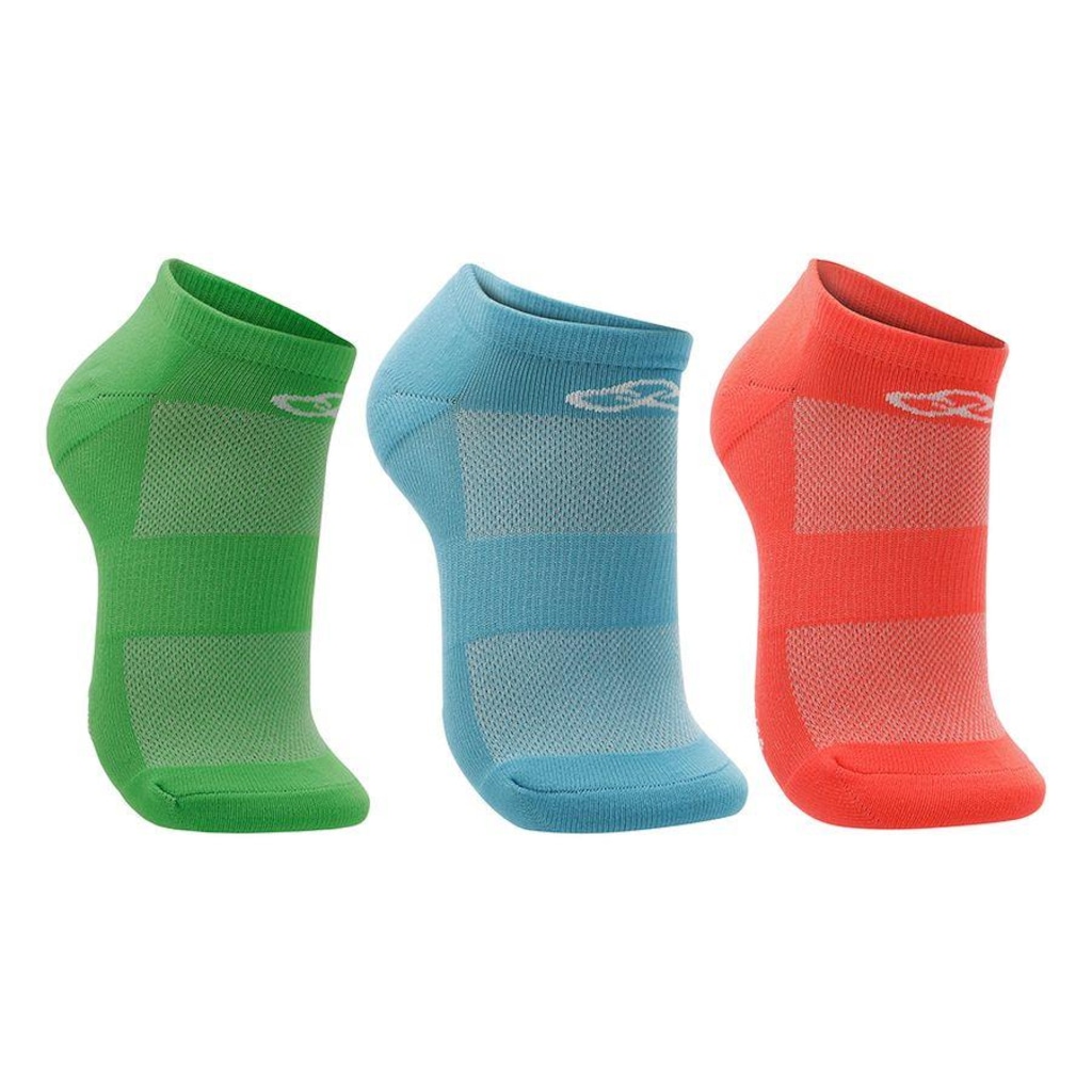 Meia Cano Invisível Olympikus Neon - 3 Pares - Masculina