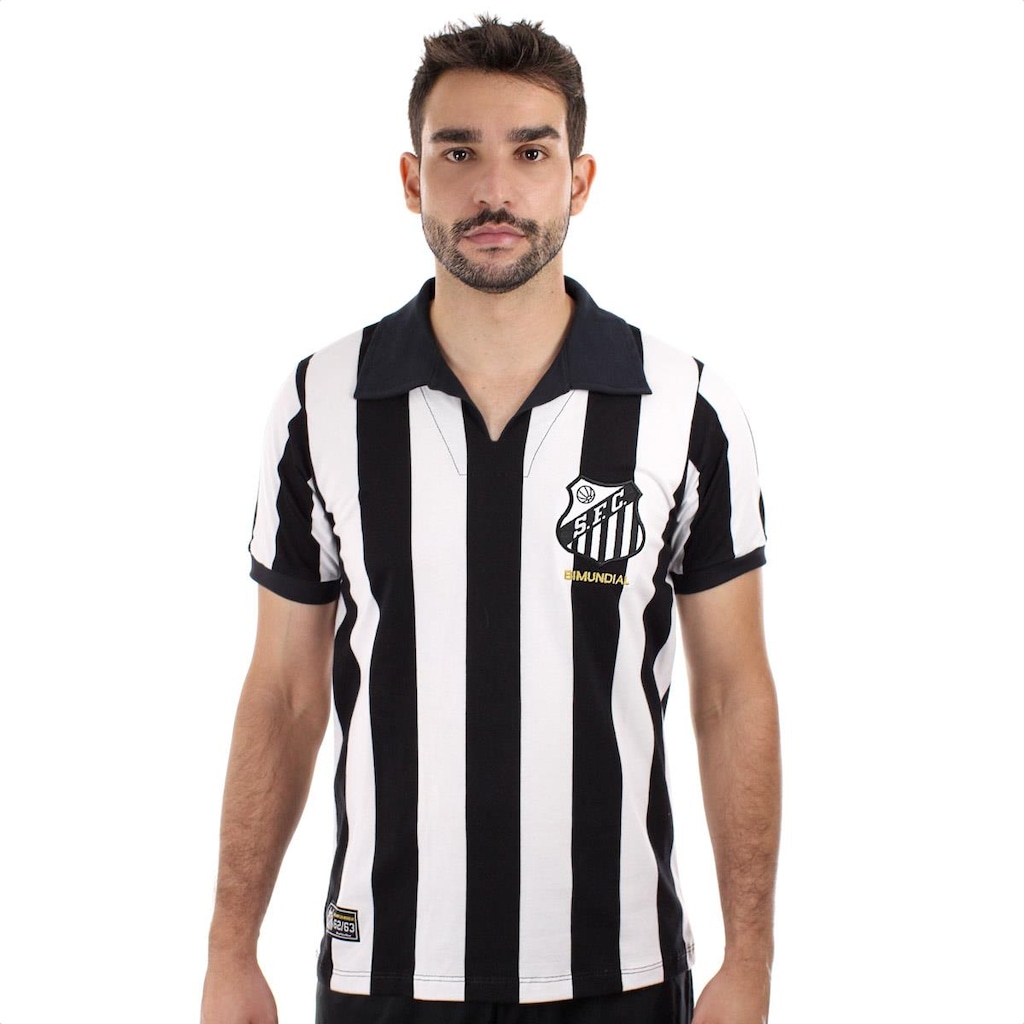 Imagem 2 do produto Camiseta de Time Retromania Santos Bimundial Listrado 62/63 - Masculino