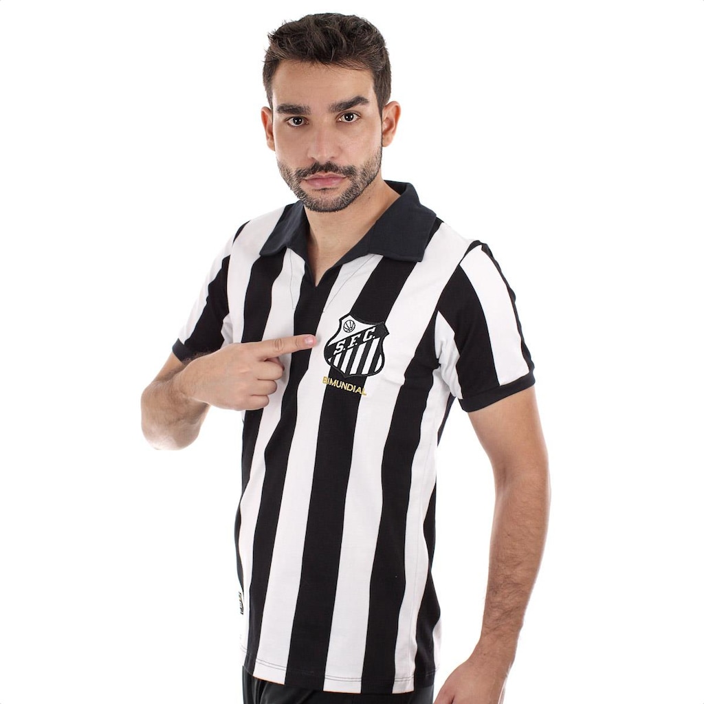 Imagem 3 do produto Camiseta de Time Retromania Santos Bimundial Listrado 62/63 - Masculino