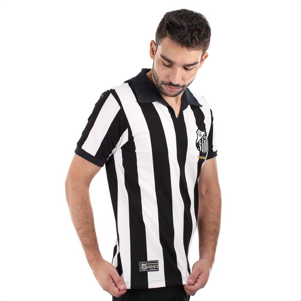Imagem 4 do produto Camiseta de Time Retromania Santos Bimundial Listrado 62/63 - Masculino