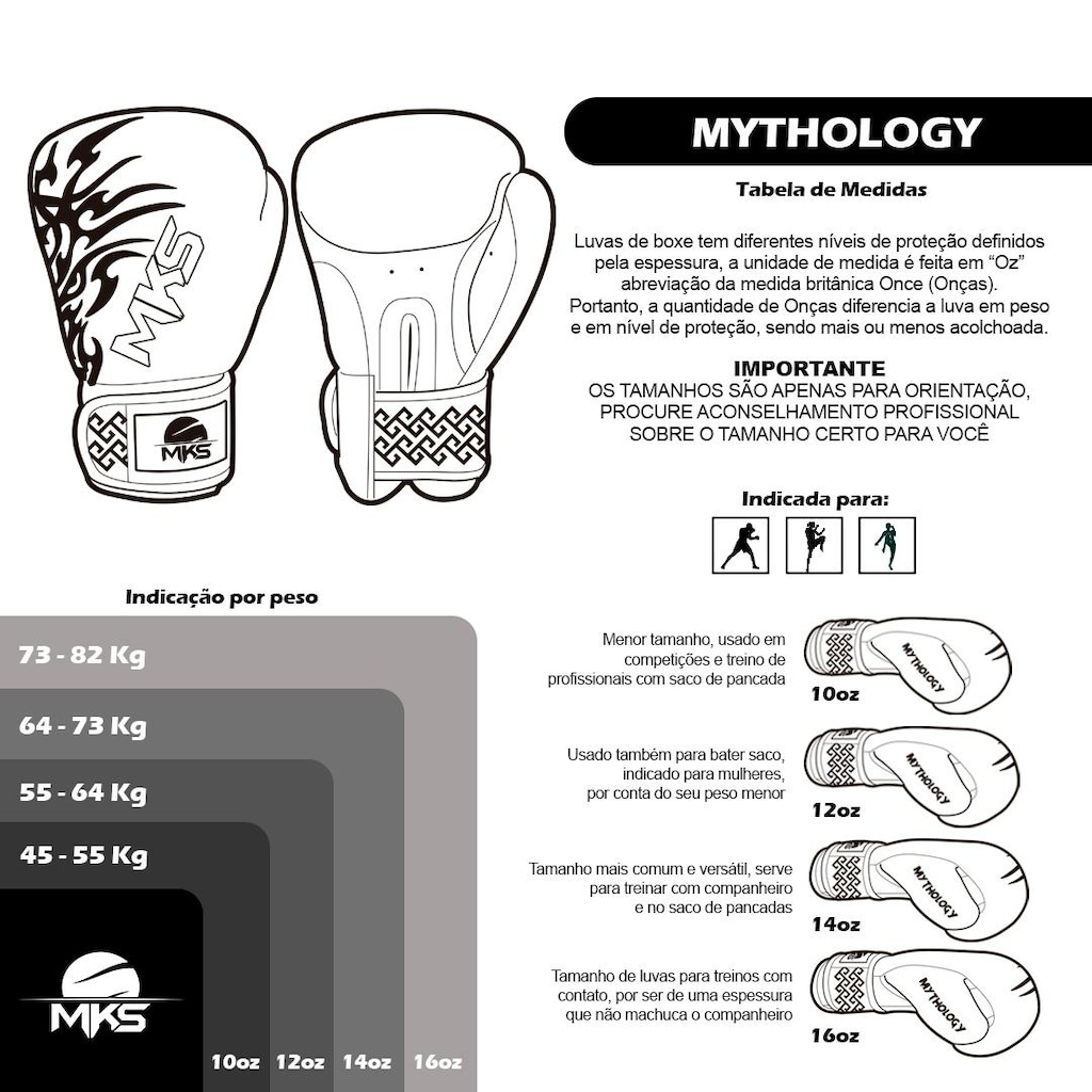 Imagem 2 do produto Luva de Boxe Muay Thai Mks Mythology em Couro - Adulto