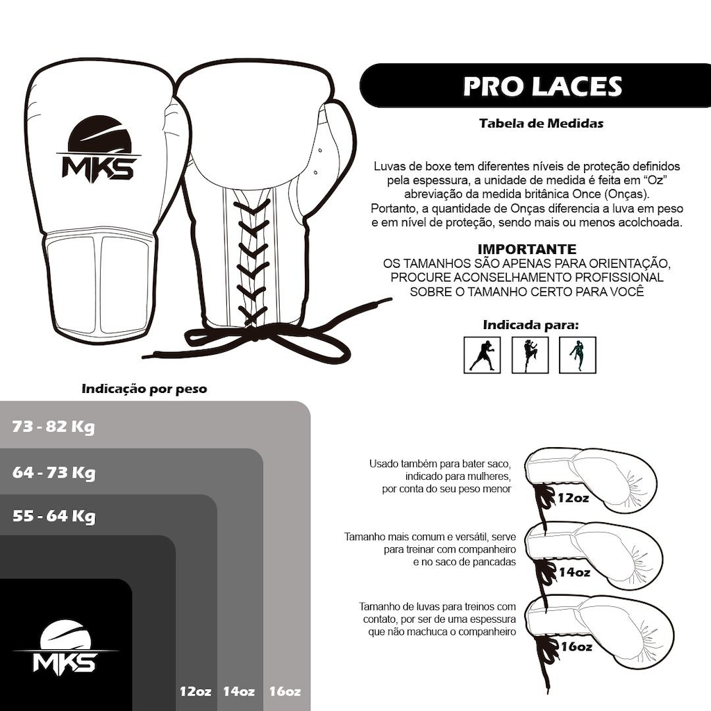 Imagem 2 do produto Luva de Boxe Mks Combat Pro Laces