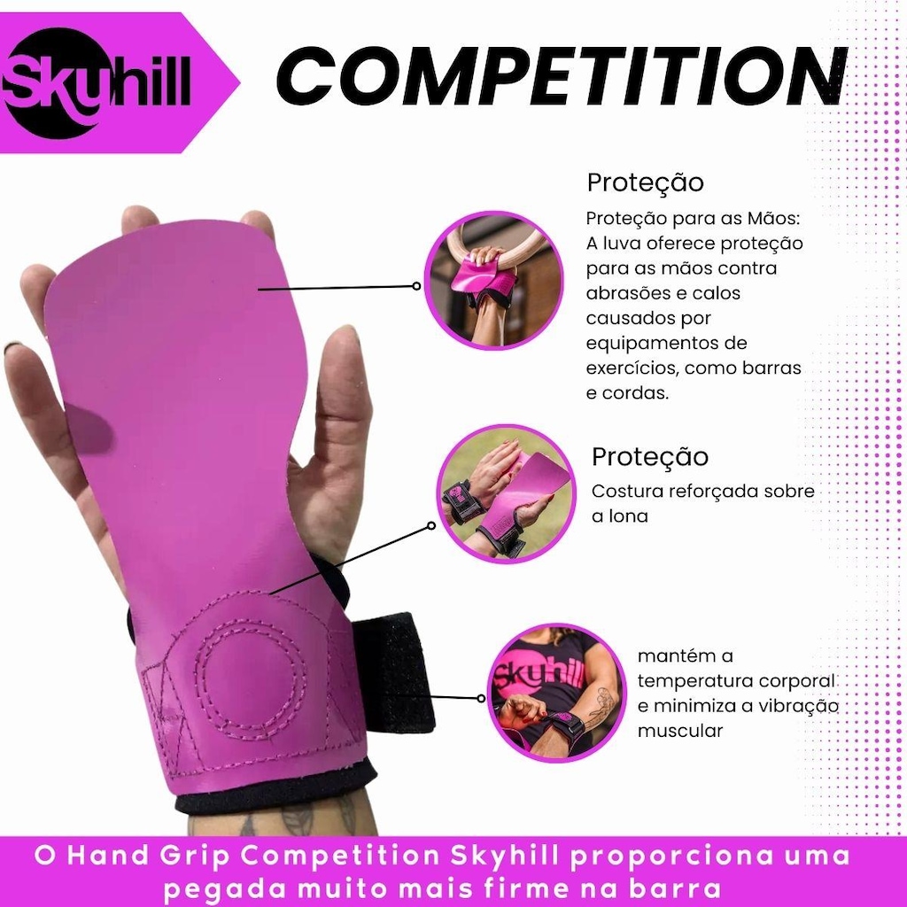 Imagem 2 do produto Luva Hand Grip Skyhill Competition com Corda