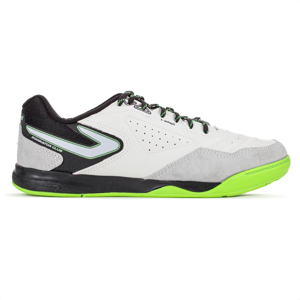 Chuteira Topper Futsal Dominator Club V Branco Preto e Verde - Masculino