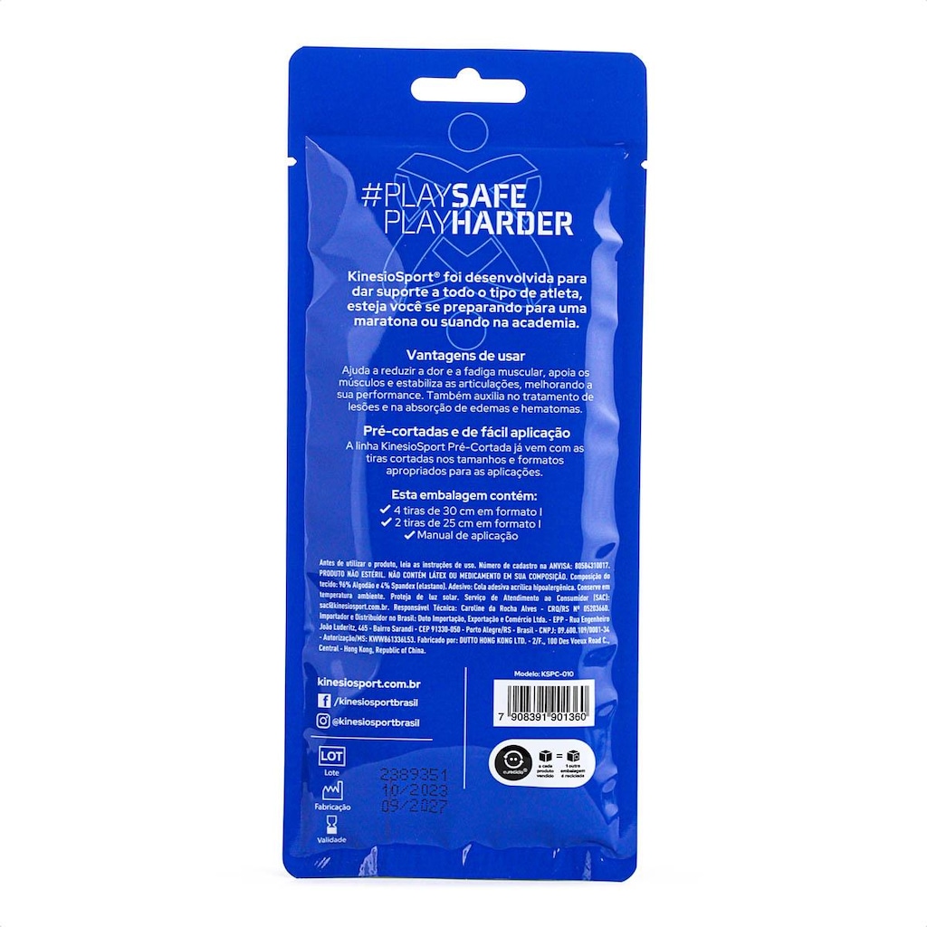Imagem 3 do produto Bandagem Elastica Adesiva Kinesiosport Pré-Cortada Lombar 30Cm e 25Cm - Unissex