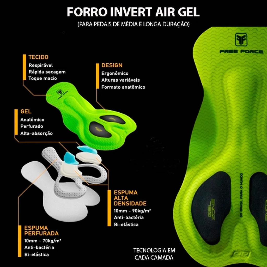 Imagem 2 do produto Bretelle Ciclismo Masculino Free Force Training Invert Gel