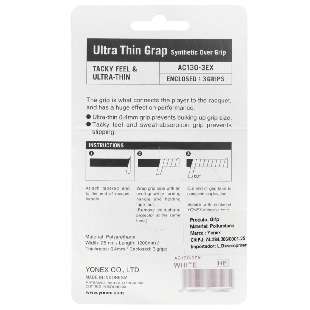 Imagem 4 do produto Overgrip Yonex Ultra Thin Grap 0.4Mm Cartela - 03 Unidades