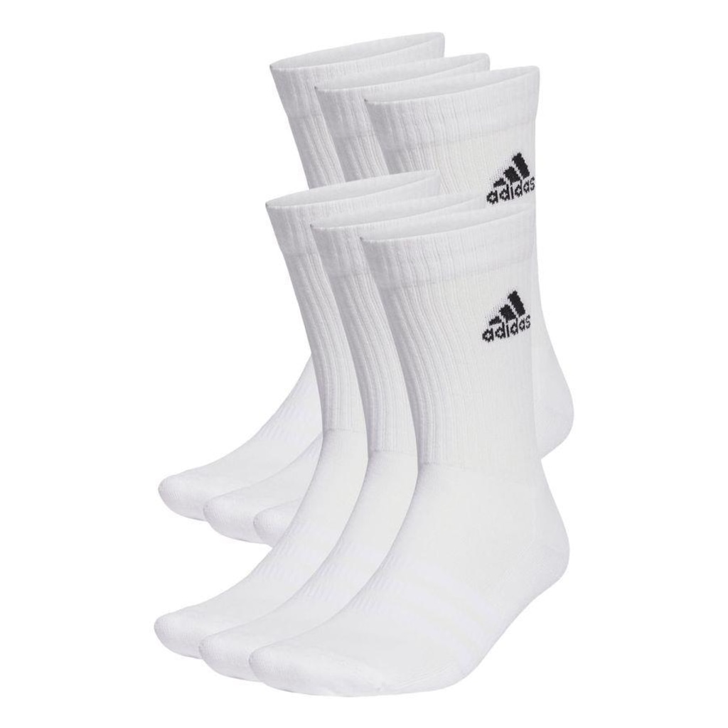 Kit Meias adidas Cushioned Sportswear Crew com 6 Pares - Adulto