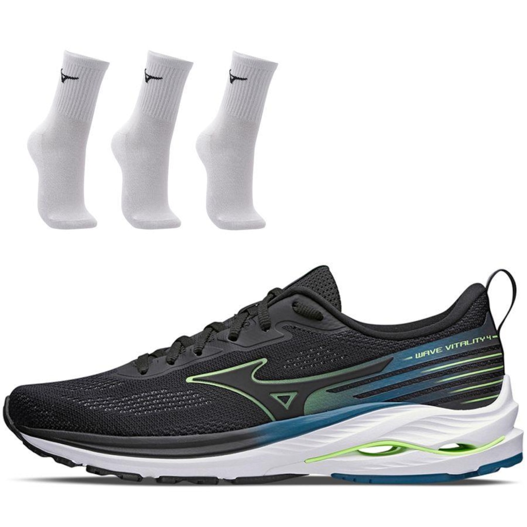 Tênis Mizuno Wave Vitality 4 + 3 Pares de Meia Cano Médio - Masculino