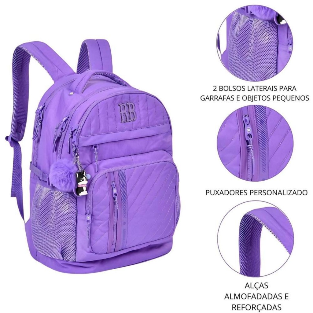 Mochila Rebecca Bonbon Metalasse de Costas 19" Feminino - Foto 1