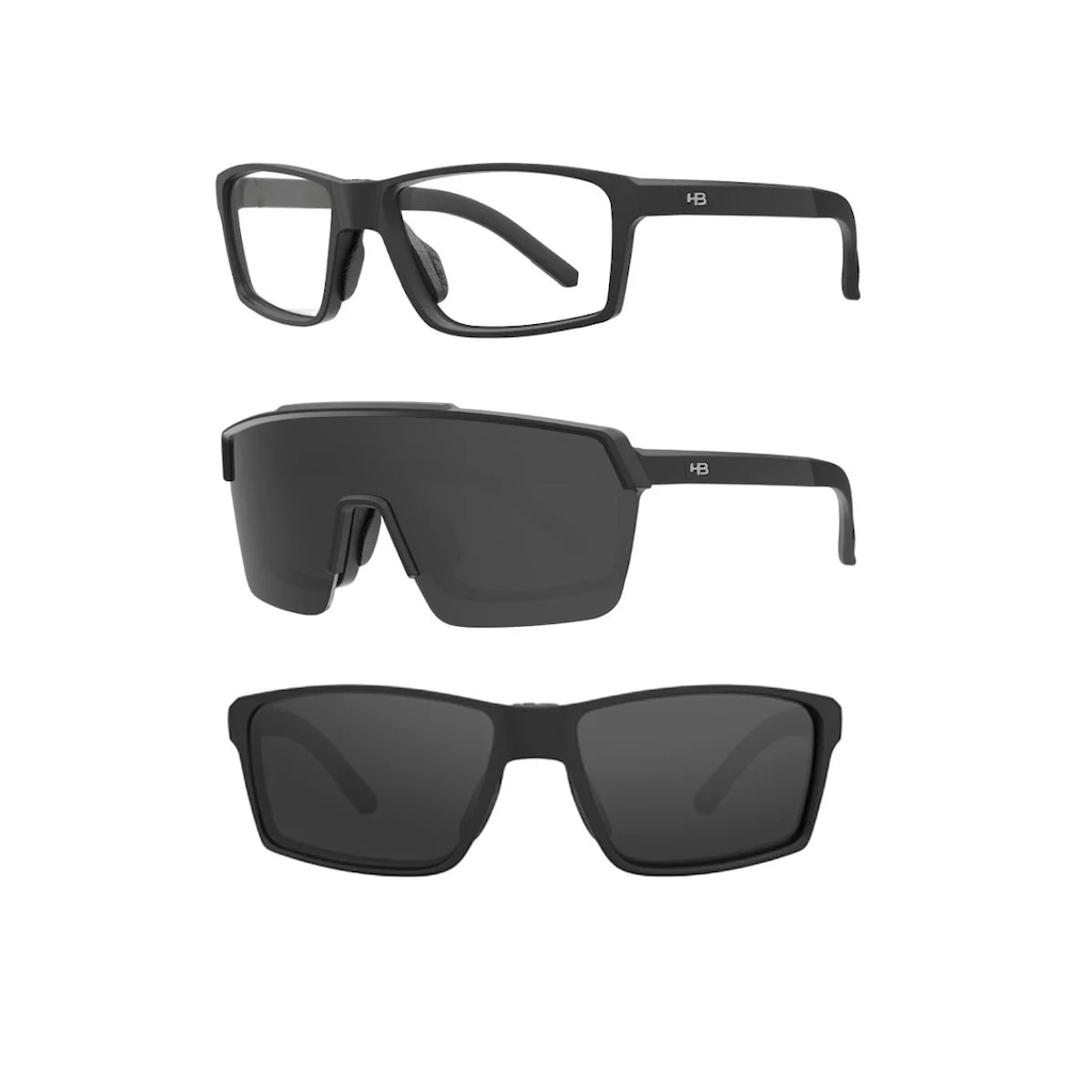 Óculos De Sol Esportivo Hb Presto 2.0 Graphene Black 3 Em 1