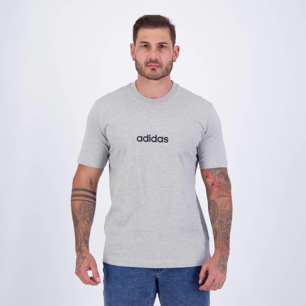 Camiseta Adidas Small Logo Linear Cinza