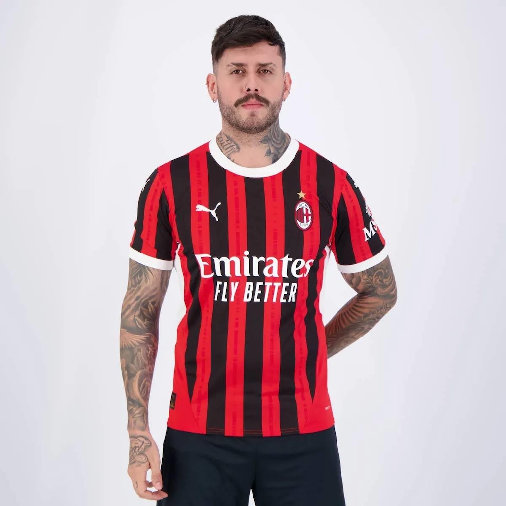 Camisa Milan Home 2025 Puma 10 Rafa Leão Masculina em Promoção