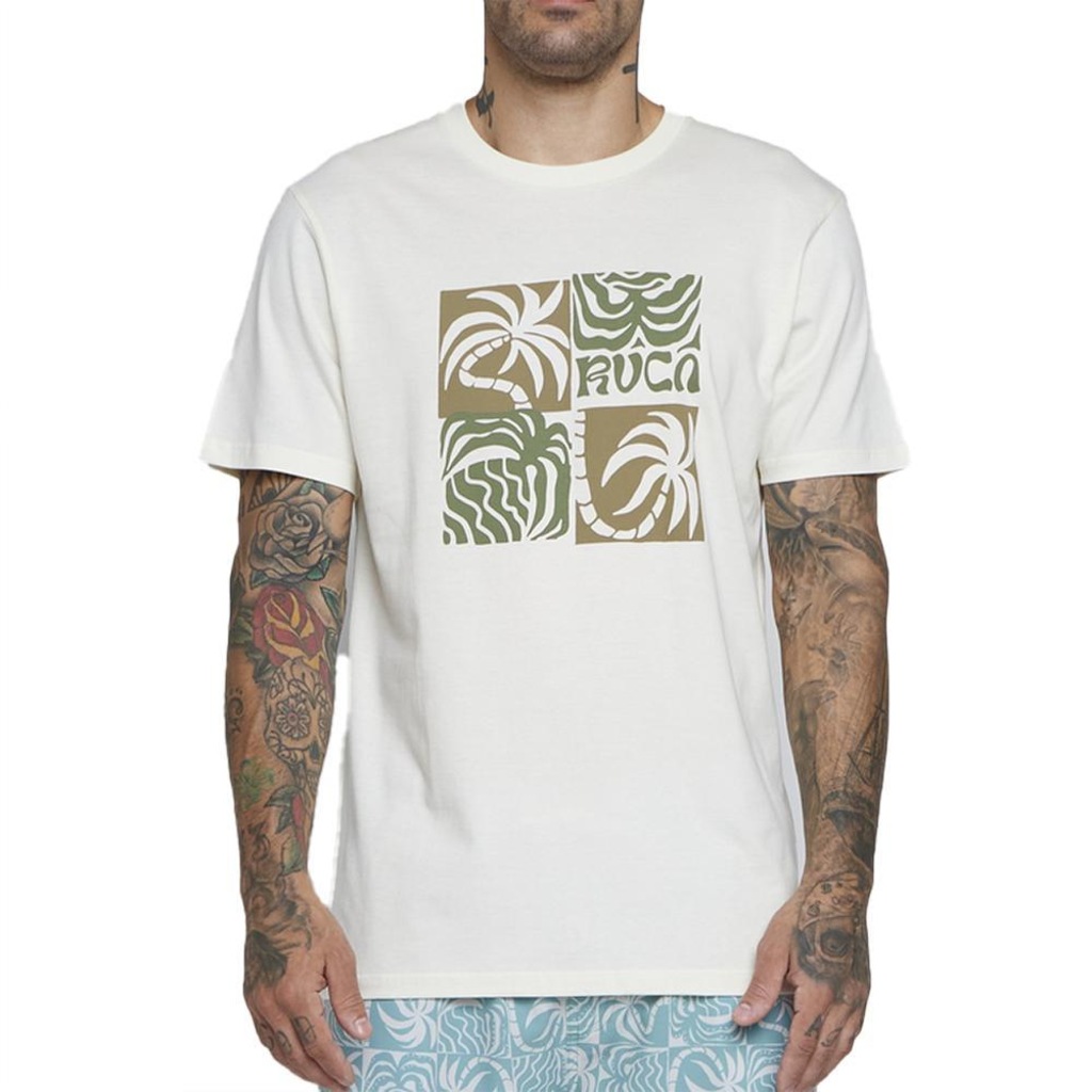 Camiseta Rvca Fronds Sm25 Masculina Off White
