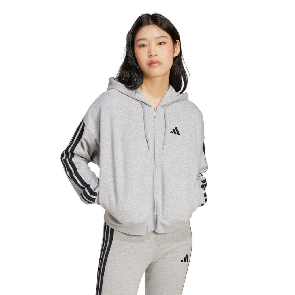 Imagem 2 do produto Blusão adidas Capuz Zíper Essentials Três Listras - Feminina