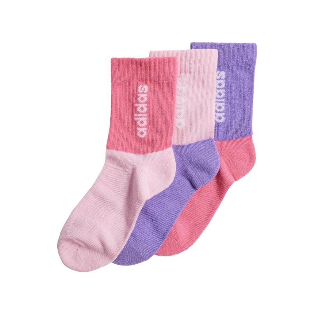 Kit Meias adidas Linear Crew com 3 Pares Infantil