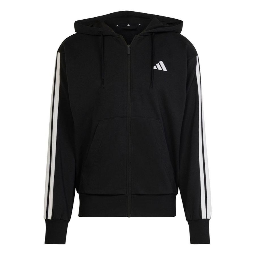 Blusão adidas Capuz Zíper Essentials Três Listras - Masculina