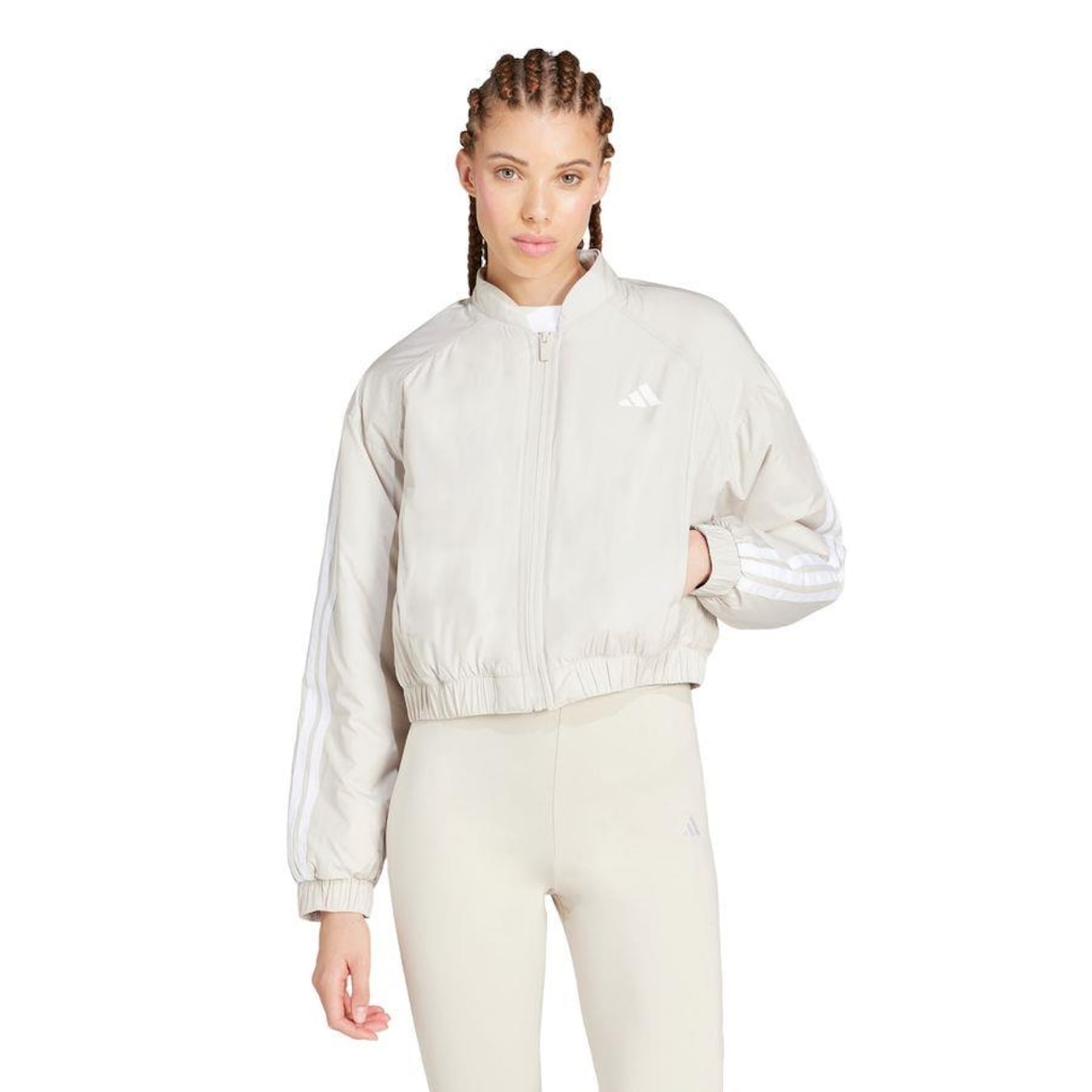 Jaqueta Bomber adidas Cropped Isolamento Essentials Três Listras