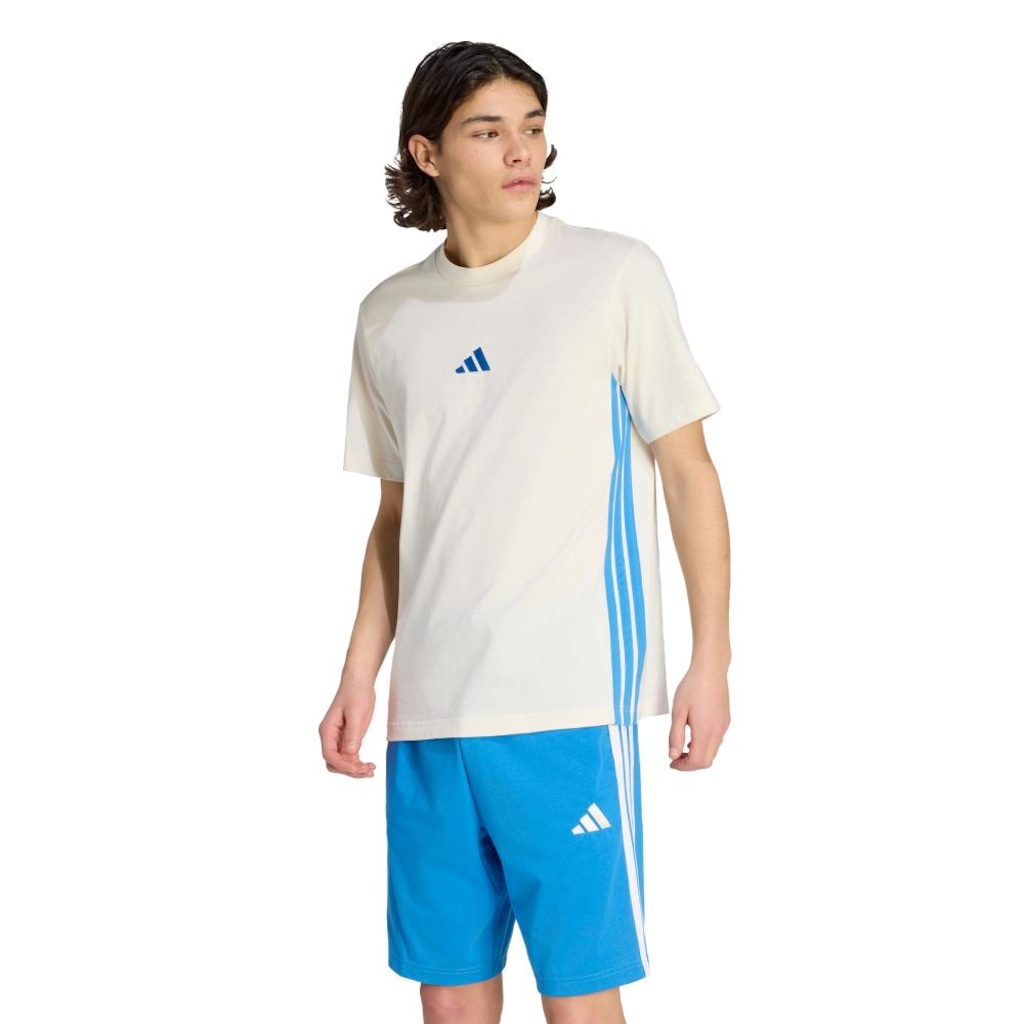 Camiseta adidas Malha Simples Essentials Três Listras - Masculina
