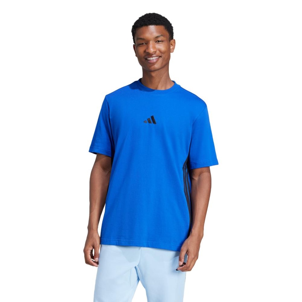 Camiseta adidas Malha Simples Essentials Três Listras - Masculina