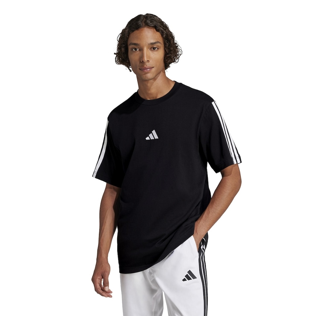 Camiseta adidas Malha Simples Essentials Três Listras - Masculina