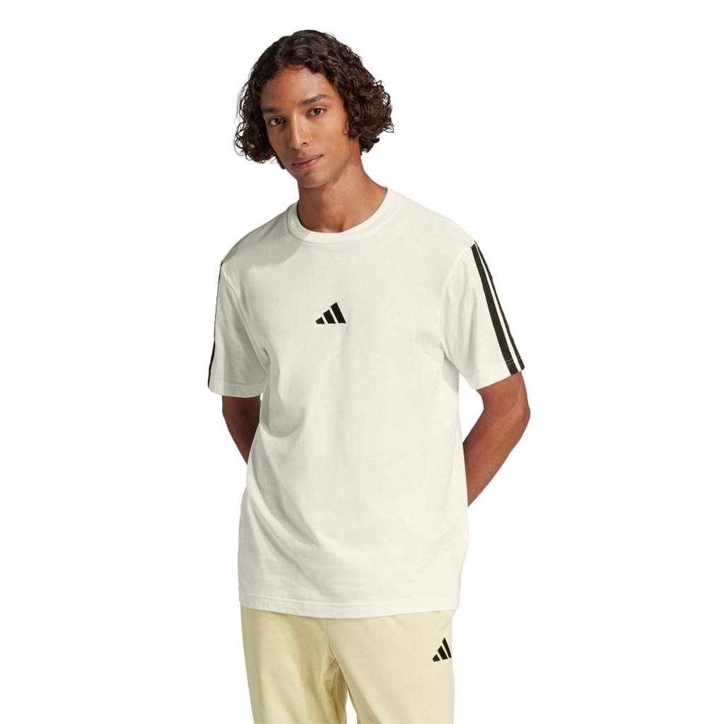 Camiseta adidas Malha Simples Essentials Três Listras - Masculina