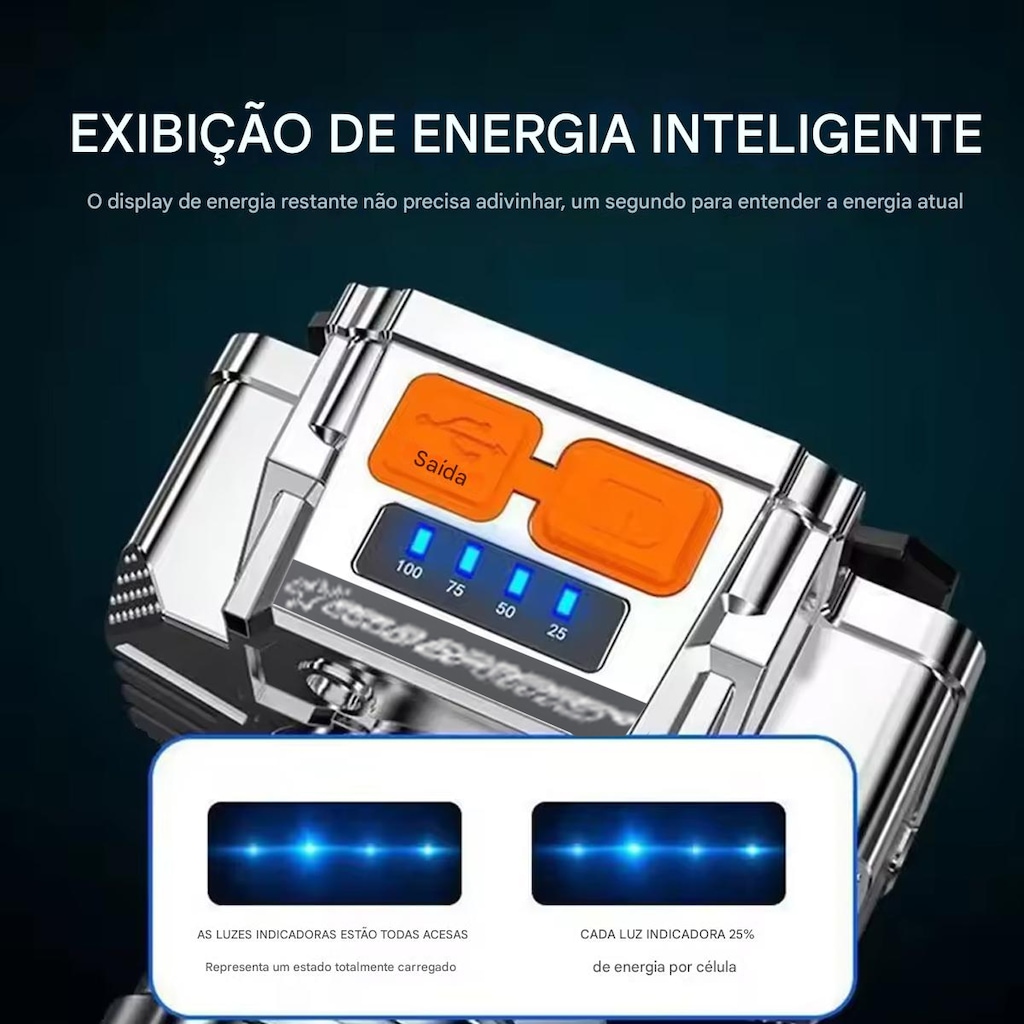 Imagem 4 do produto Lanterna Cabeça Gold Sports Retro Led RecarregáveL Prova dÁgua 3 Modos Iluminação 1800 lúmens