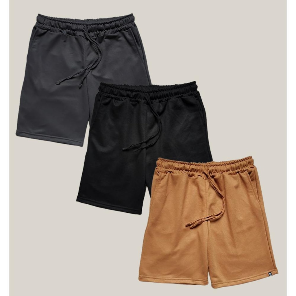 Kit 3 Bermudas de Moletom WSS Basic Masculina
