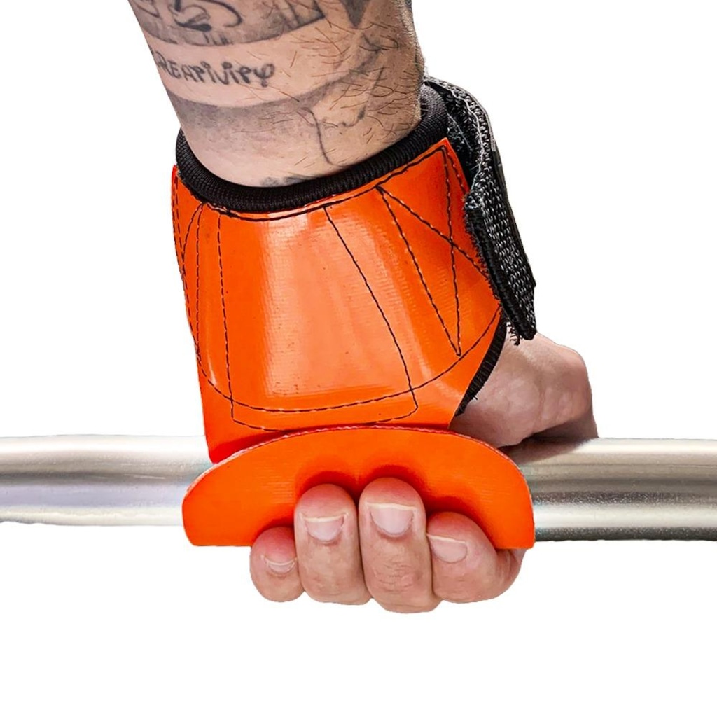 Luva de Grip Profissional Seguranca e Conforto para Crossfit Academia e MusculaÇão Laranja
