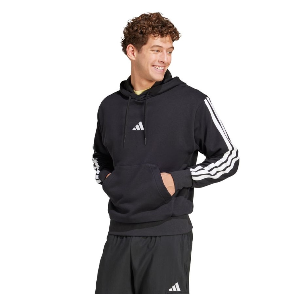 Imagem 2 do produto Blusão de Moletinho Capuz adidas Essentials 3-Stripes - Masculino