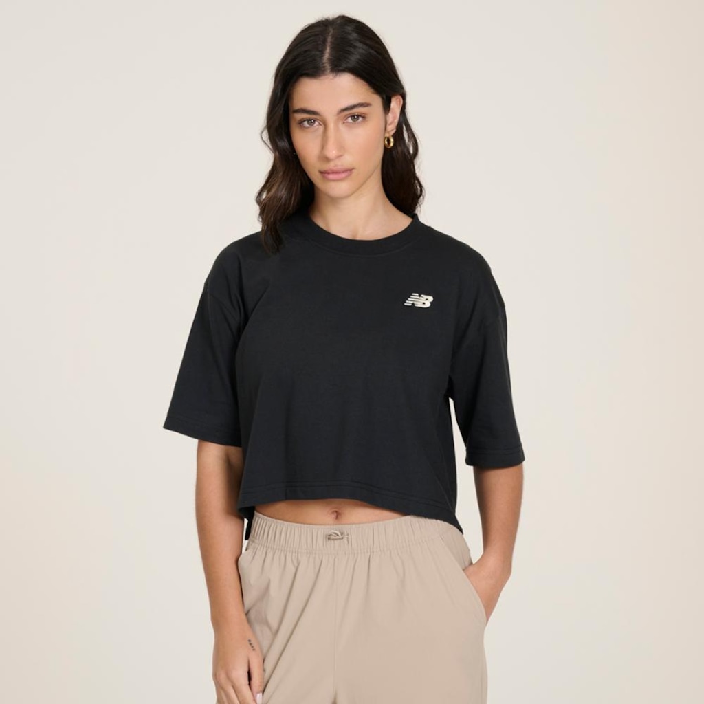 Camiseta New Balance Cropped Small Logo - Feminina