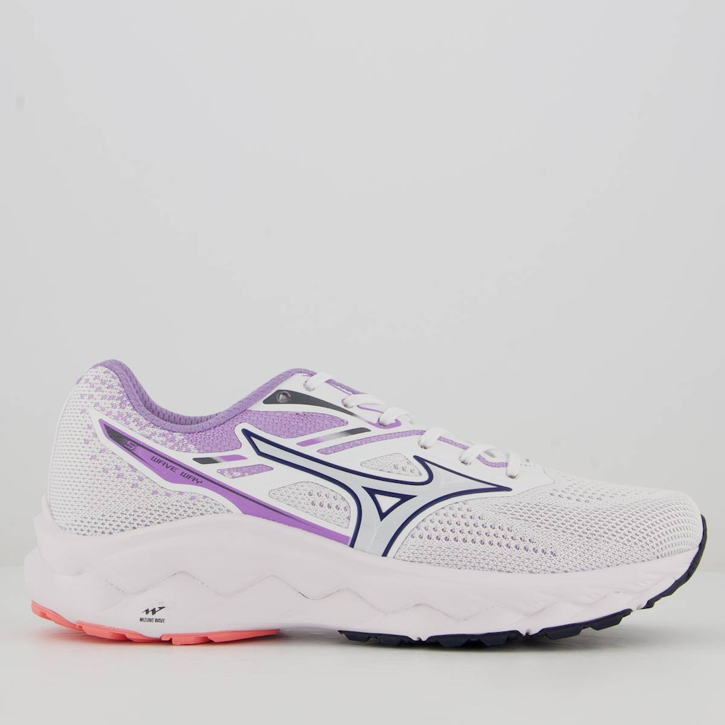 Tênis Mizuno Wave Way 5 Feminino Branco e Roxo