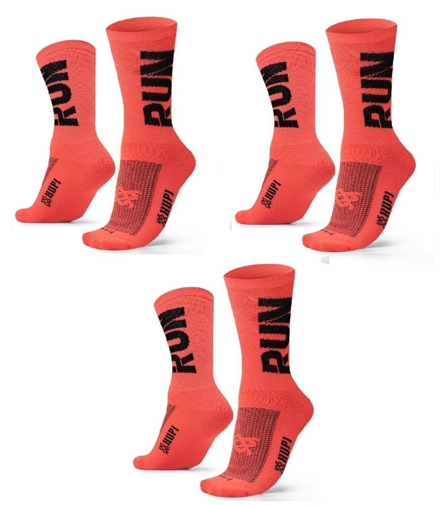 Kit 3 Pares Meias de Corrida Hupi Run Cano Médio 36 A 42 - Adulto