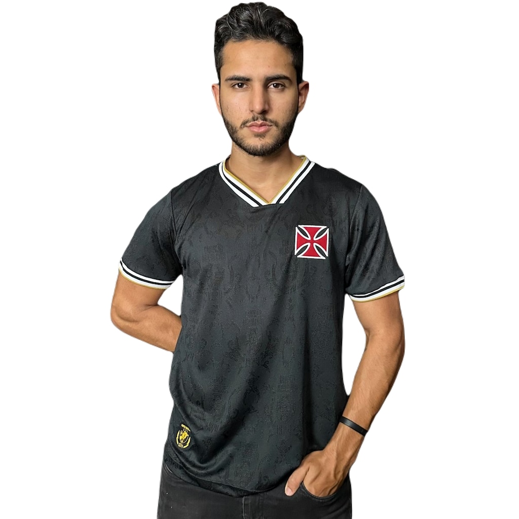 Camisa da Vasco da Gama Retrô Jacquard 1974 Dark RetrôMania - Masculina