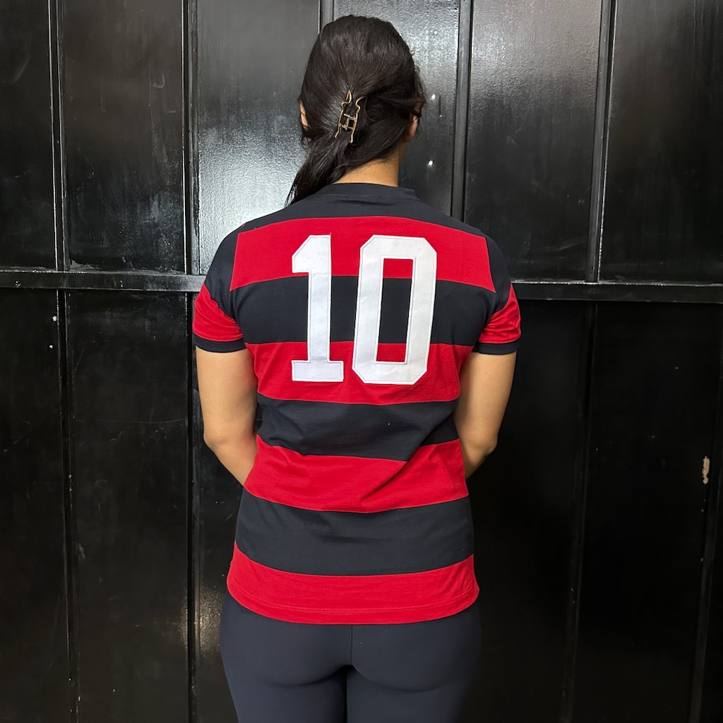 オレンジガール Camisa do Flamengo Braziline Baby Look Retrô Tri Carioca
