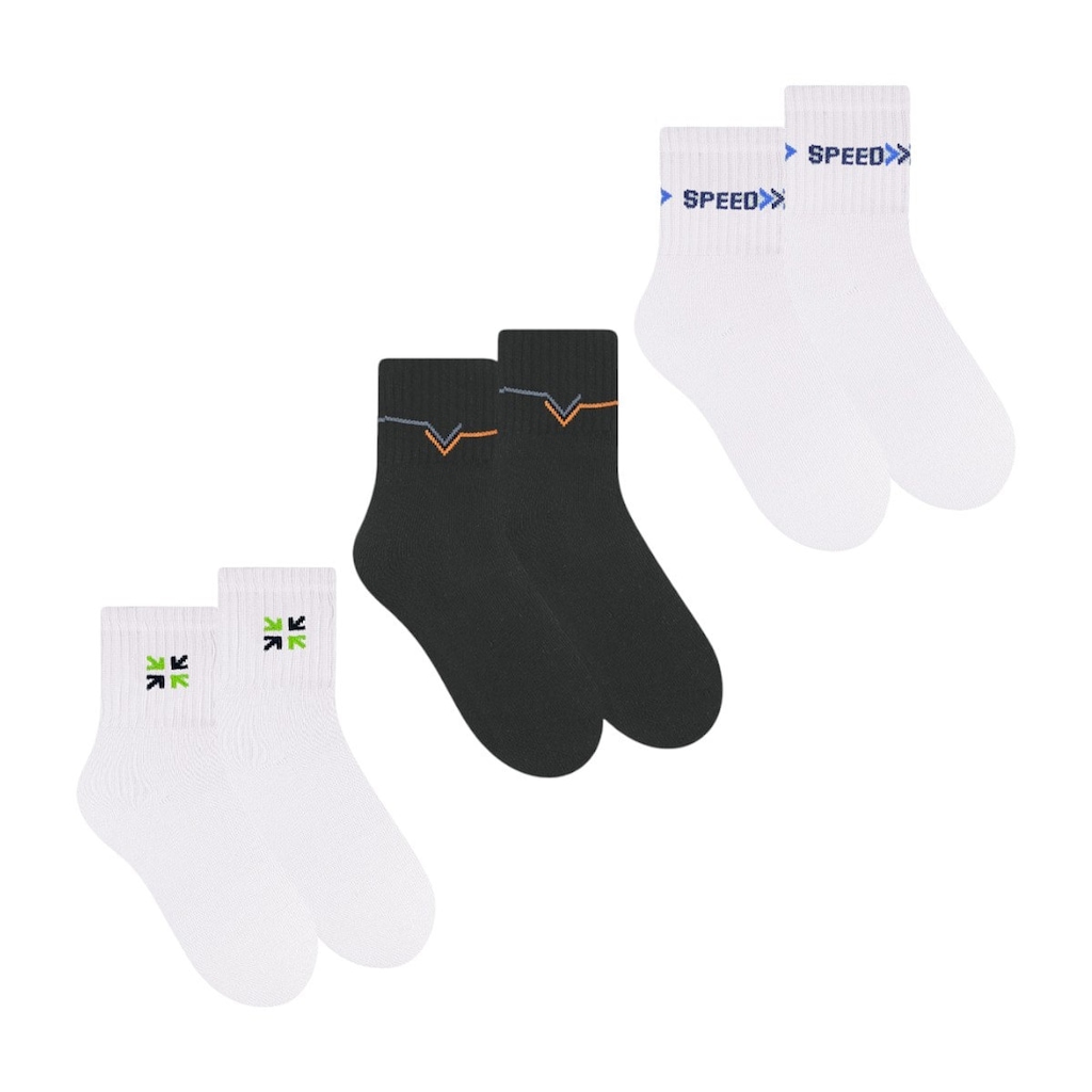 Kit 3 Pares De Meias Selene Esportiva Cano Curto - Masculino