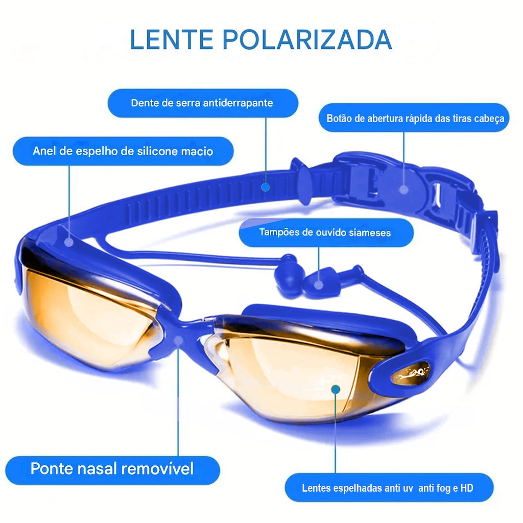 Imagem 2 do produto Óculos de Natação Gold Sports Legend Vi Polarizado High Definition - Adulto